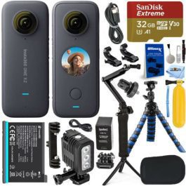 Insta360 ONE X2 Pocket Camera CINOSXX/A + 32GB + 3-Way Tripod + LED Light Bundle