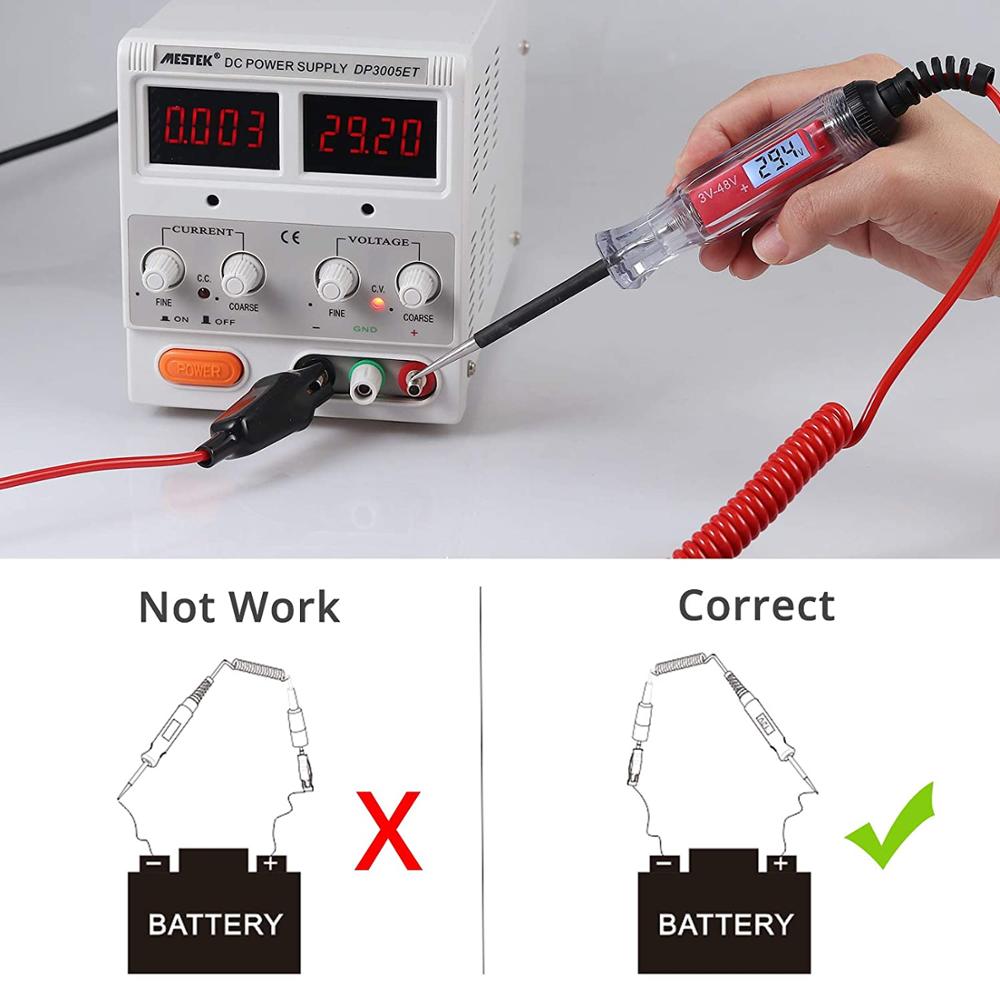 Universal 3-48v digital power probe, multi function fuse line test pen