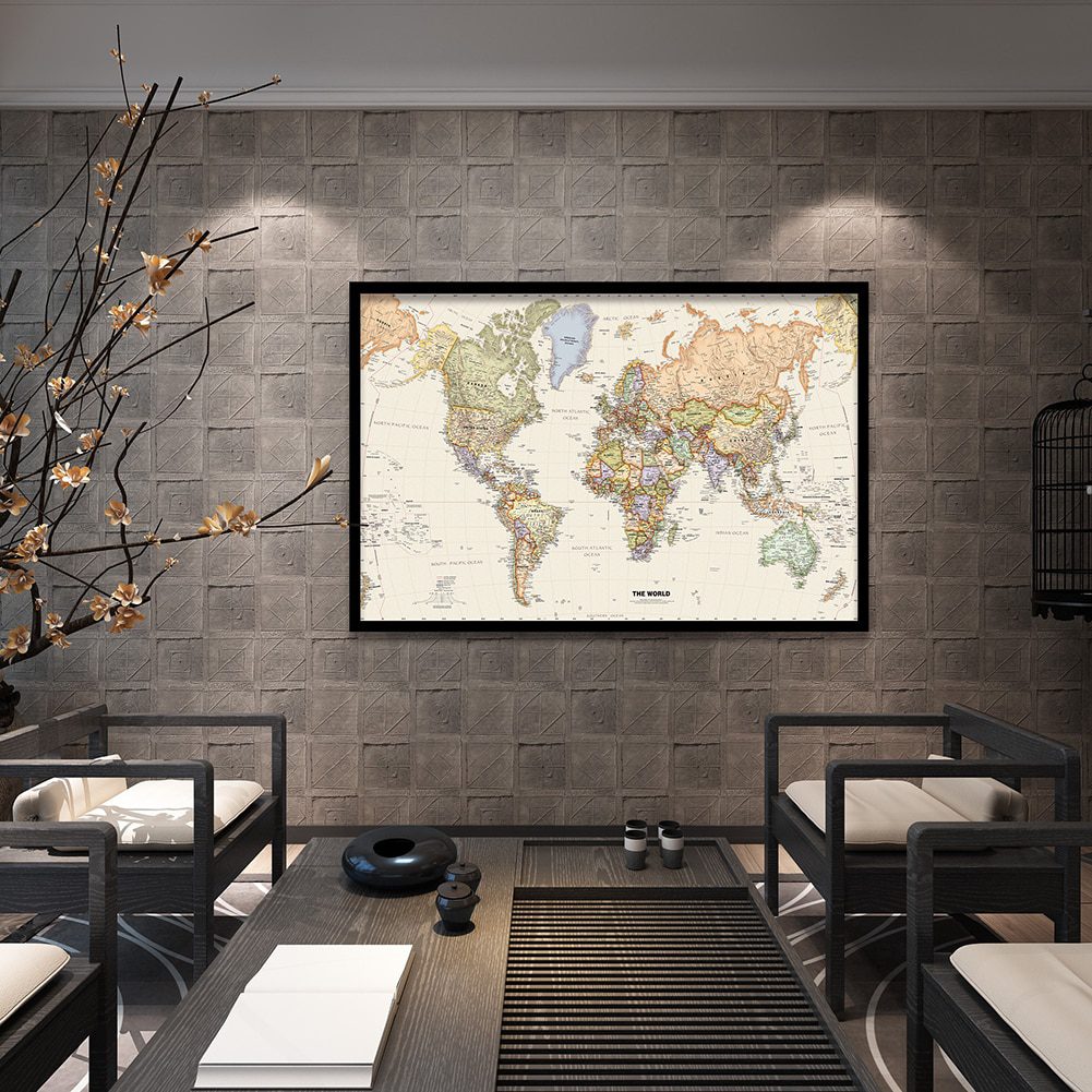 The world political map retro canvas painting, 5 sizes