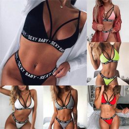 Women’s Sexy Sports Underwear Set, Push Up Bra+Thongs