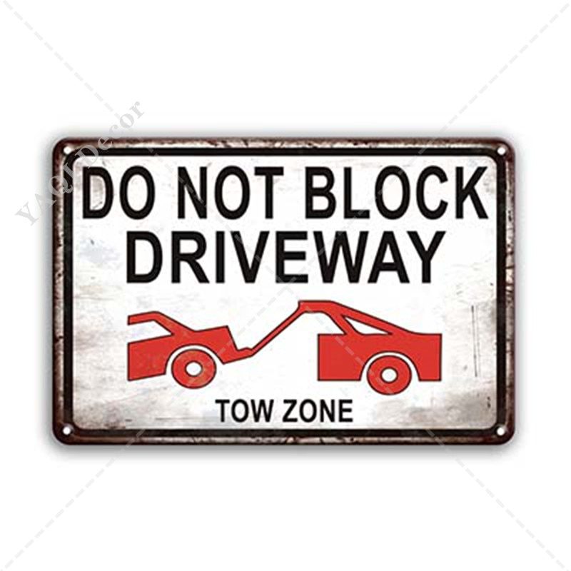 Vintage warning sign, metal retro tin signs