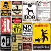 Vintage warning sign, metal retro tin signs