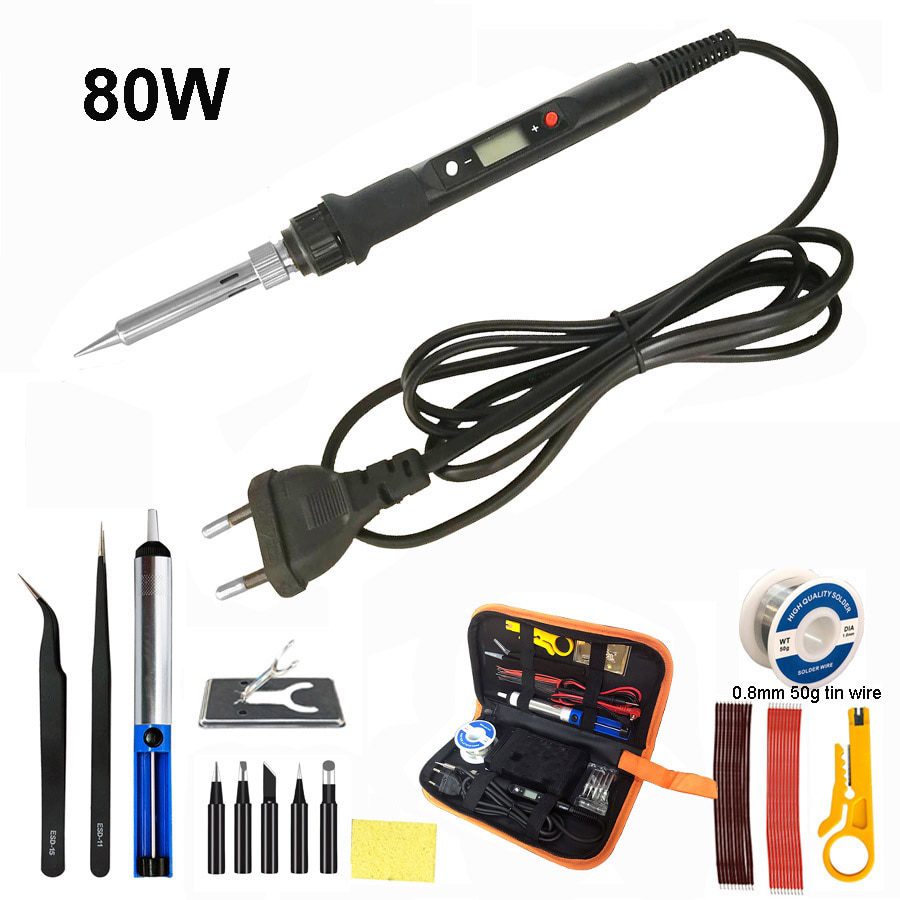 80w digital electric soldering iron kit set, temperature adjustable, 220v 110v