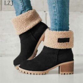 Casual Women Boots, Winter Fur Warm, Comfortable  Snow Plus Size 35-43