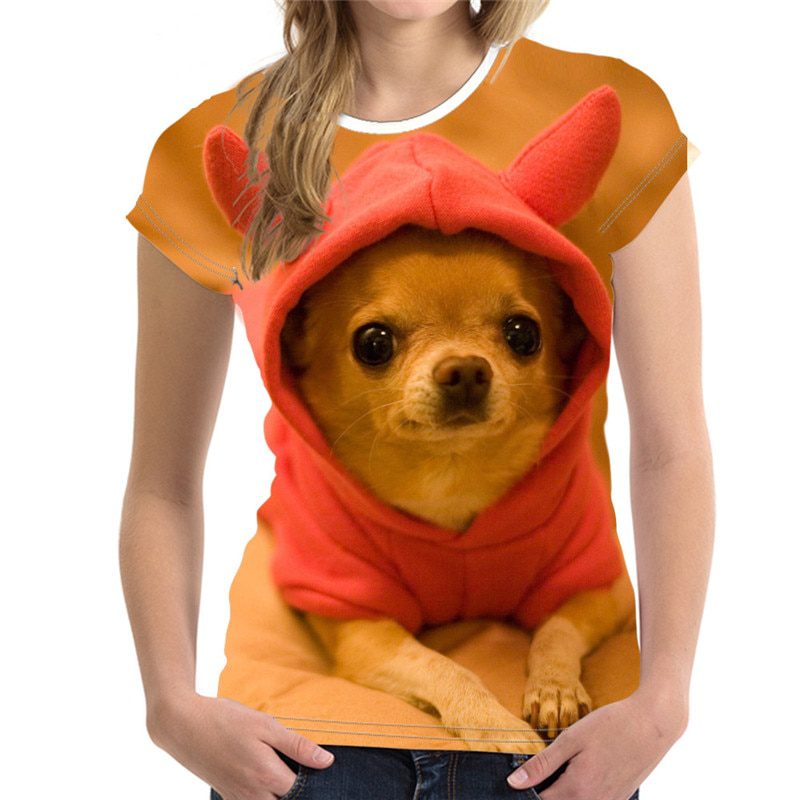 Fashion lovely dog, 3d print, girls t-shirt xxs-6xl