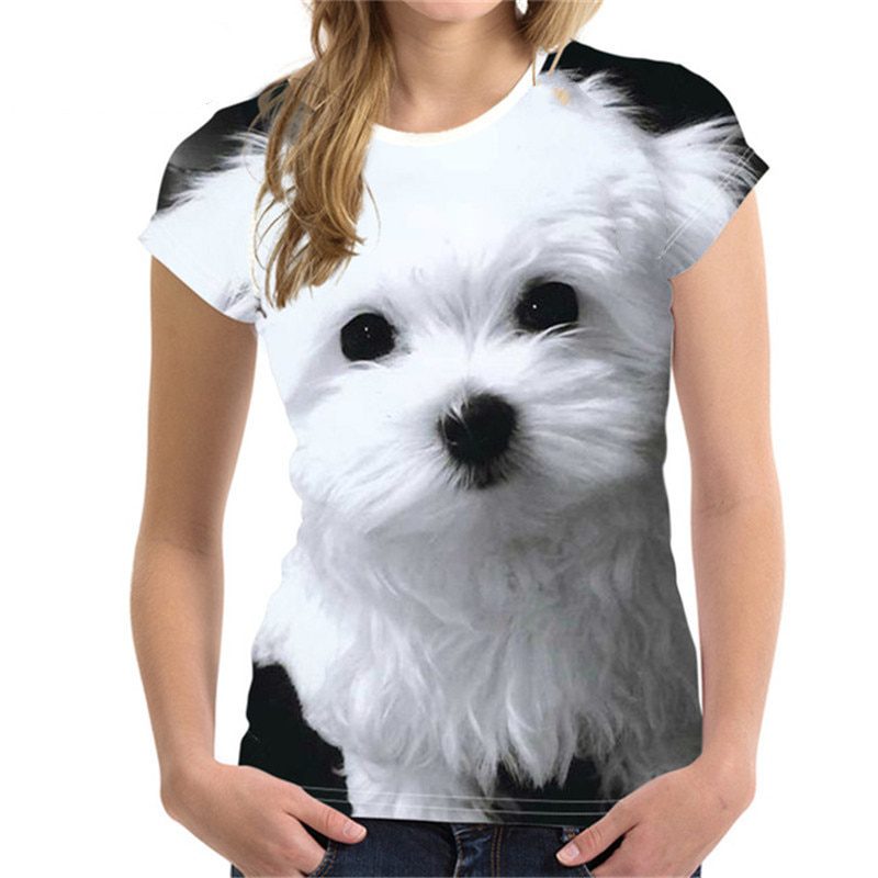 Fashion lovely dog, 3d print, girls t-shirt xxs-6xl