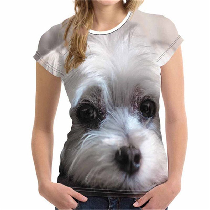 Fashion lovely dog, 3d print, girls t-shirt xxs-6xl