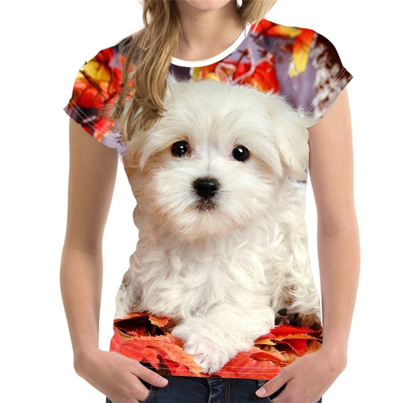 Fashion lovely dog, 3d print, girls t-shirt xxs-6xl