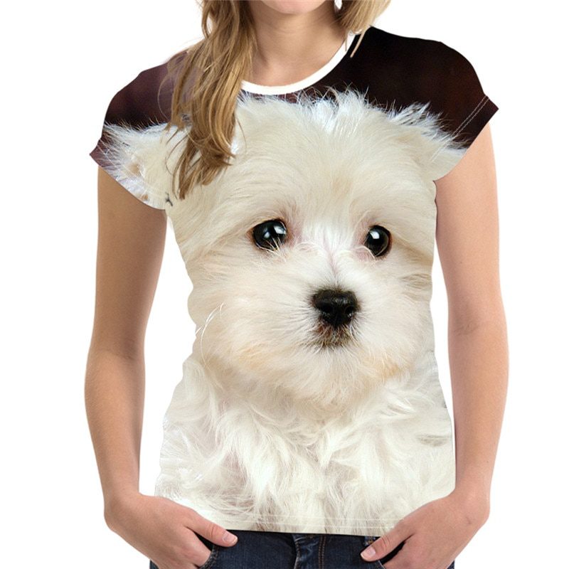 Fashion lovely dog, 3d print, girls t-shirt xxs-6xl