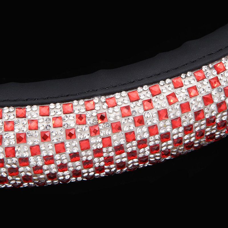 Crystal leather car steering wheel cover, for ladies, universal auto handlebar covers