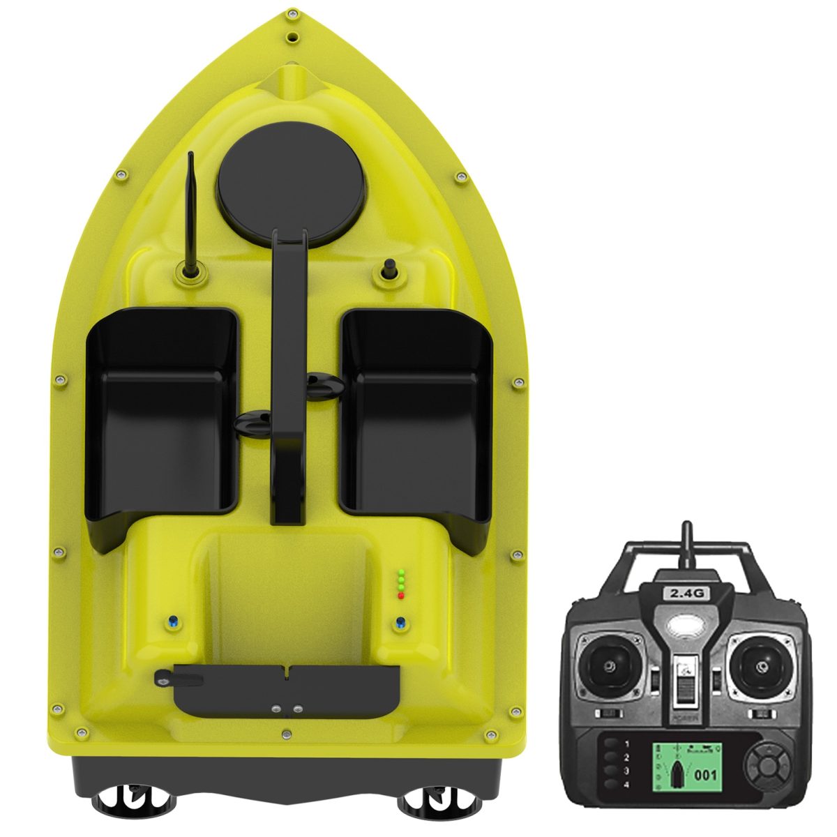 Gps fishing boat with 3 bait containers, 400-500m remote range