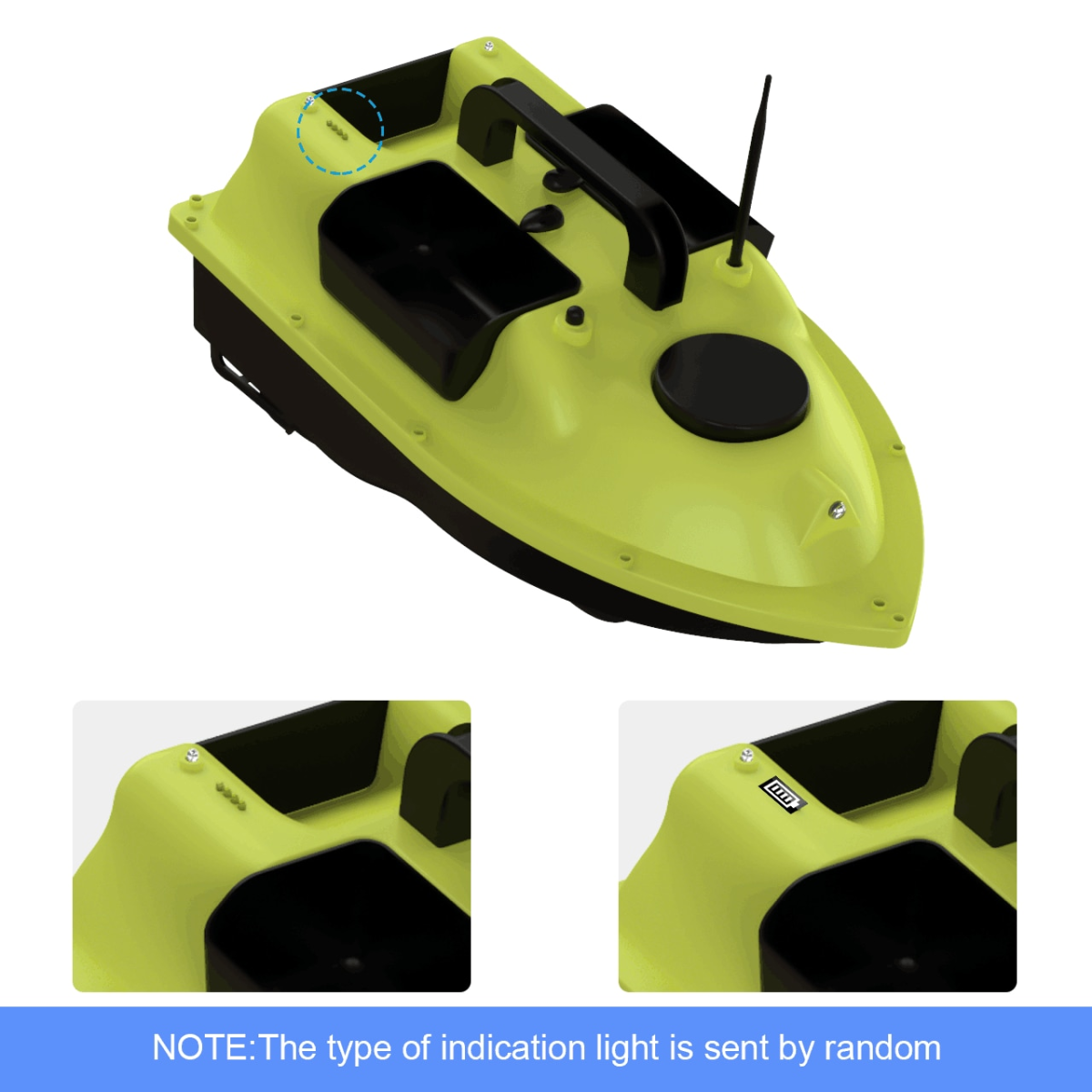 Gps fishing boat with 3 bait containers, 400-500m remote range
