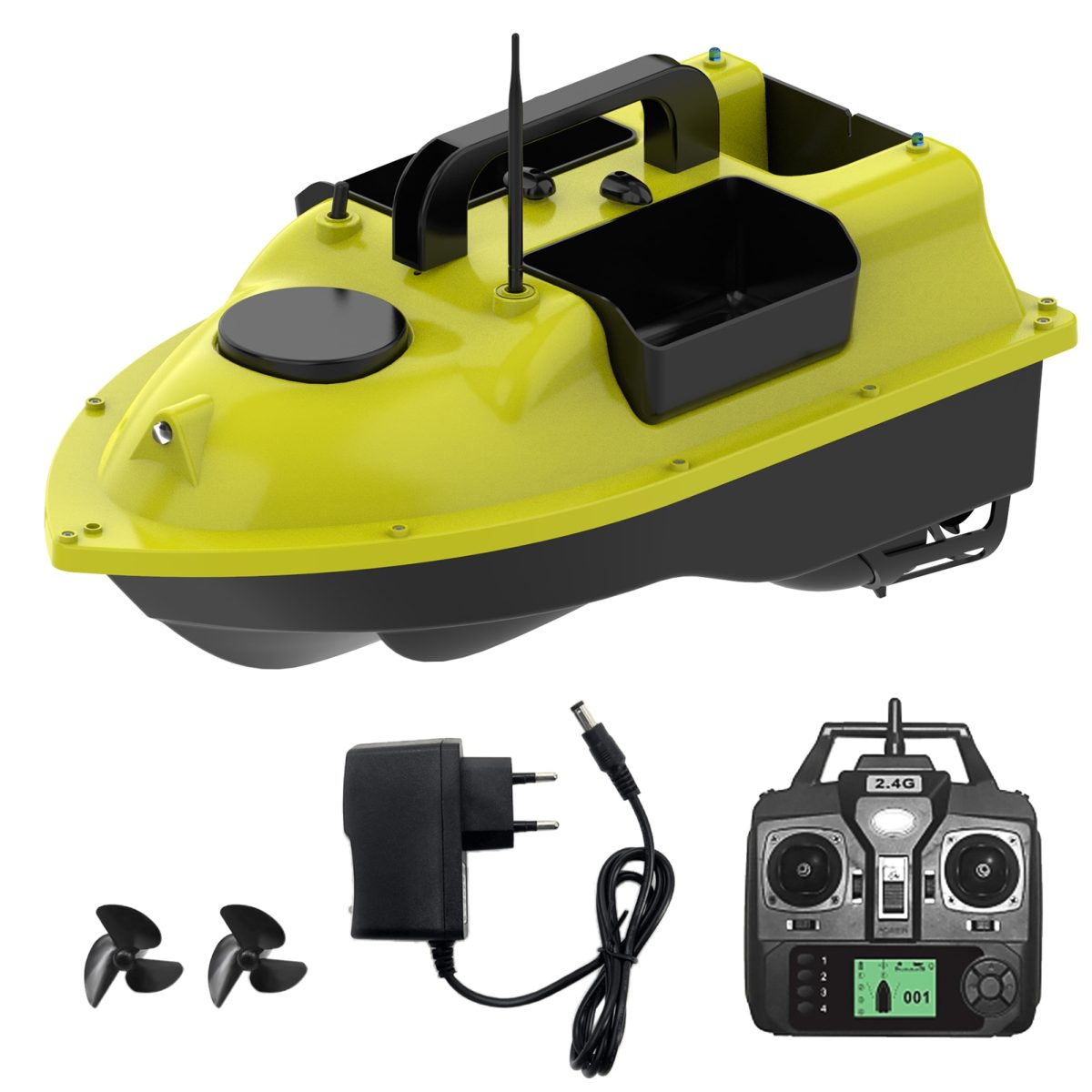 Gps fishing boat with 3 bait containers, 400-500m remote range
