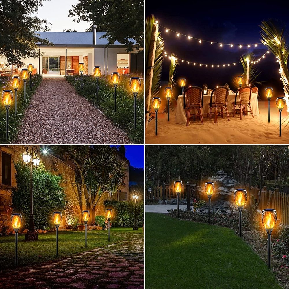 Outdoor torch led solar lights, flickering and dancing flame, waterproof for garden