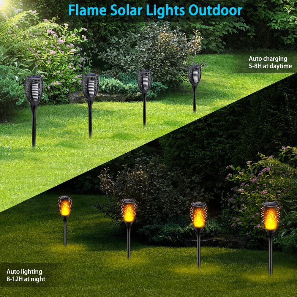 Outdoor torch led solar lights, flickering and dancing flame, waterproof for garden