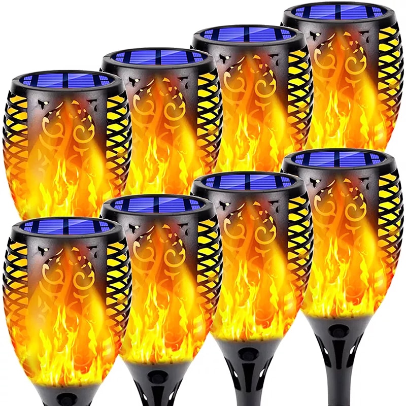 Outdoor torch led solar lights, flickering and dancing flame, waterproof for garden