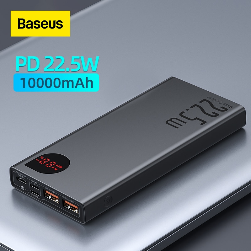 Baseus power bank 10000mah with 22.5w pd, fast charging, for iphone 14 13 12 pro max xiaomi