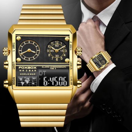 Lige  2022 top brand luxury fashion men watches. gold stainless steel.