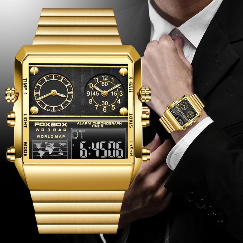 Lige 2022 top brand luxury fashion men watches. gold stainless steel.