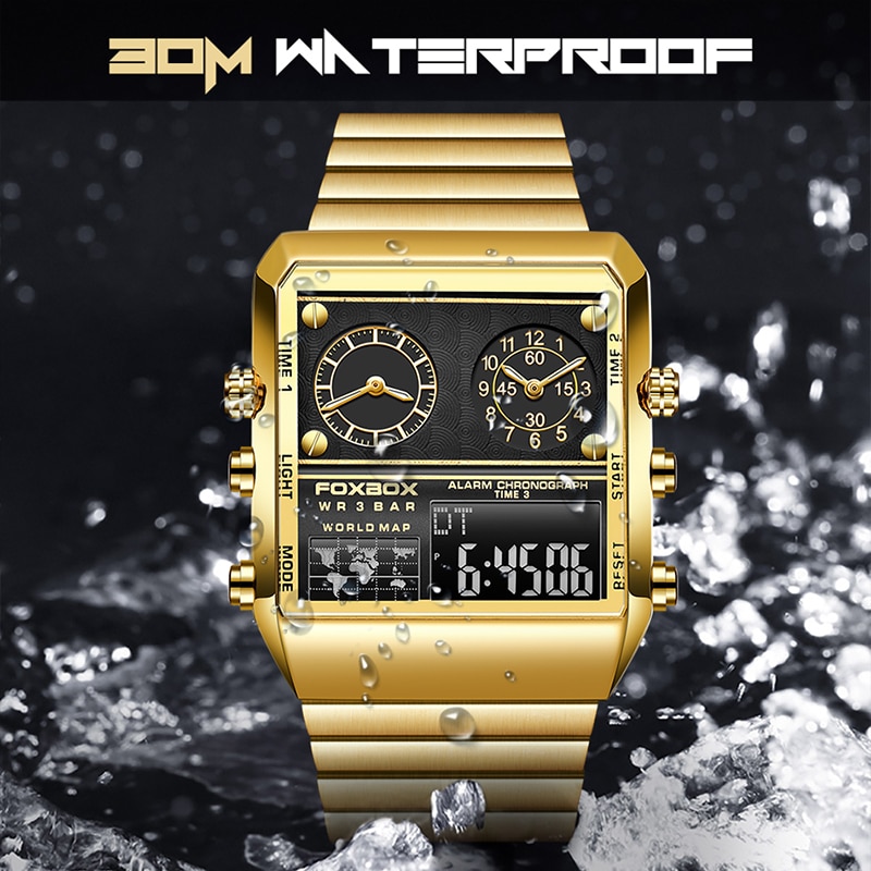 Lige 2022 top brand luxury fashion men watches. gold stainless steel.
