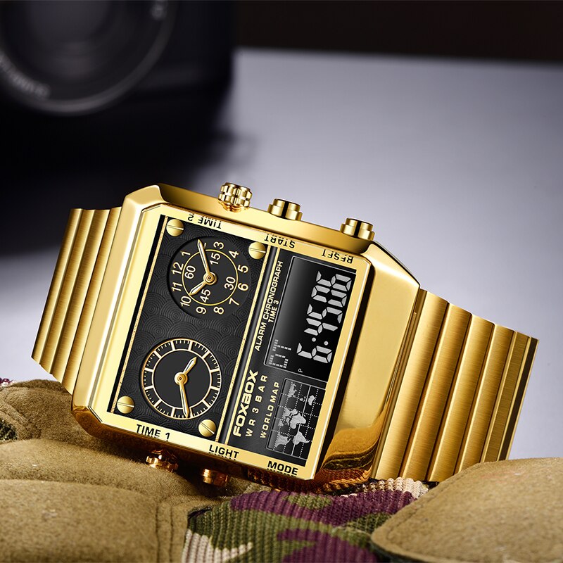 Lige 2022 top brand luxury fashion men watches. gold stainless steel.