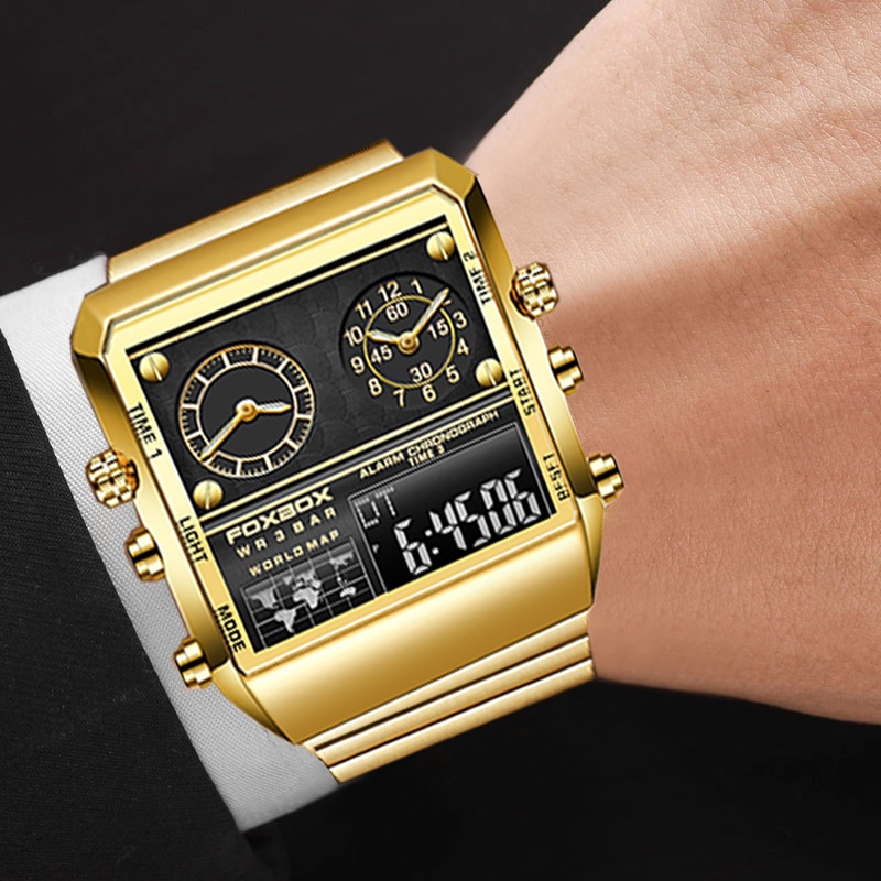 Lige 2022 top brand luxury fashion men watches. gold stainless steel.
