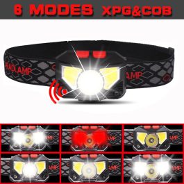 8 Modes Handfress Motion Sensor Powerful LED Headlight. For Camping, fishing and more
