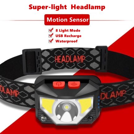 8 modes handfress motion sensor powerful led headlight. for camping, fishing and more