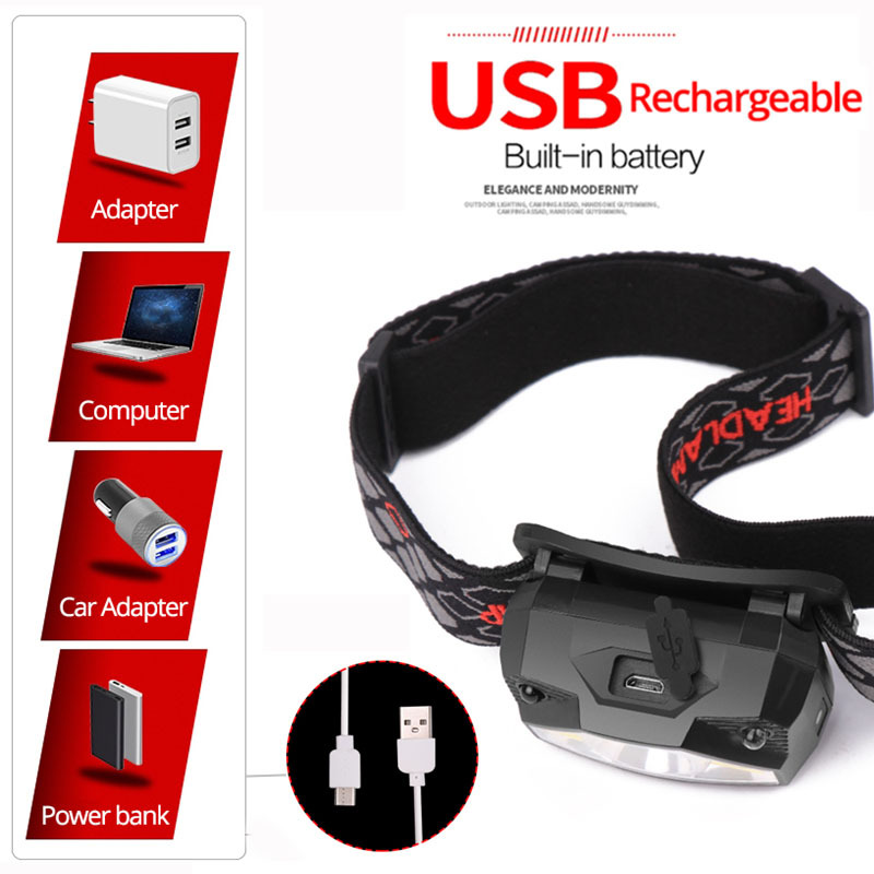 8 modes handfress motion sensor powerful led headlight. for camping, fishing and more