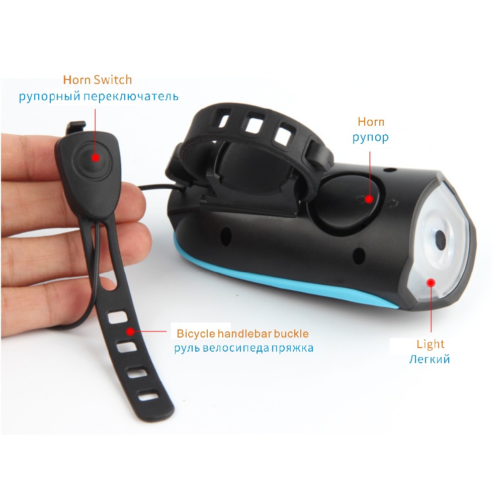 120db electric loudly bell usb rechargeable led flashlight horn