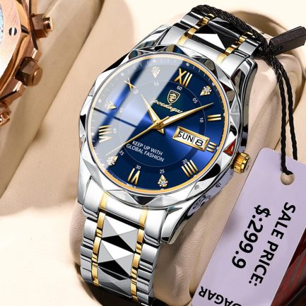 Poedagar luxury top brand business men watches, waterproof luminous quartz + box