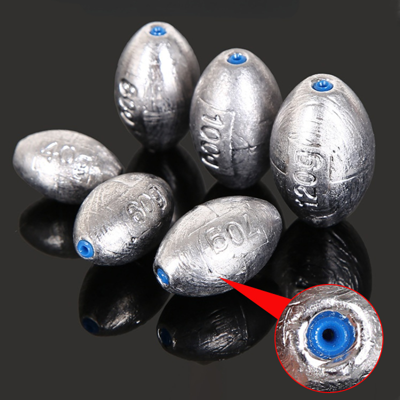 2g-100g. fishing lead sinker olive shaped.