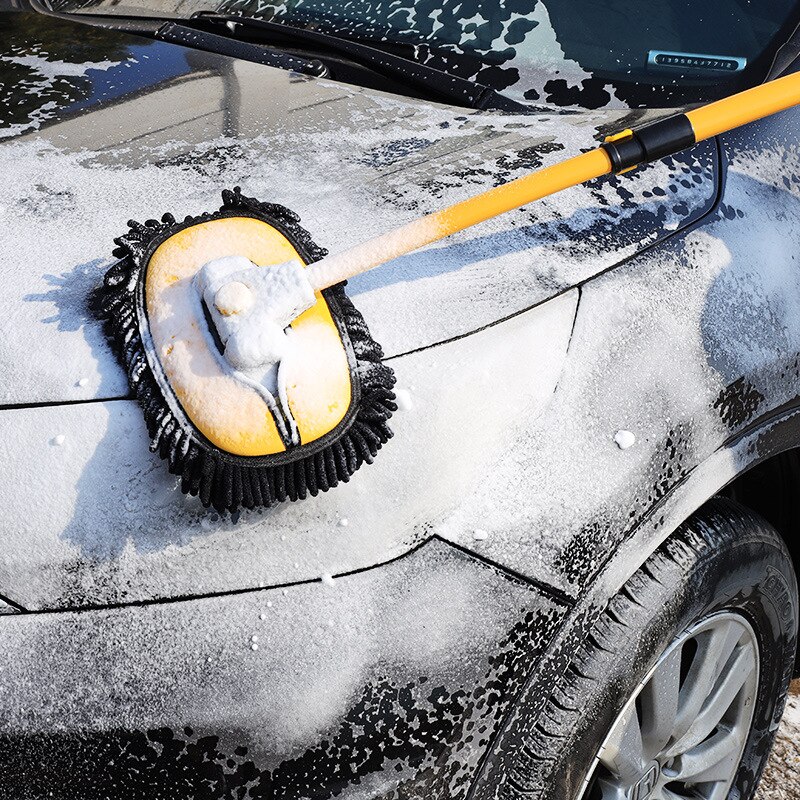 A professional brush for cleaning the car with a long telescopic pole for easy and efficient cleaning.