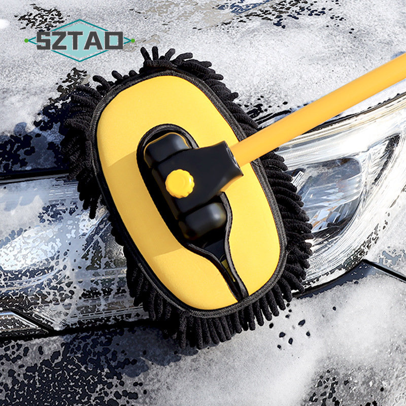 A professional brush for cleaning the car with a long telescopic pole for easy and efficient cleaning.