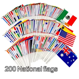 Complete set of National flags, 200 country, 14*21 cm polyester material with plastic poles.
