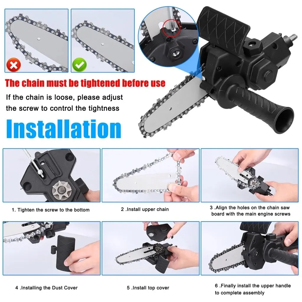 4/6 inch electric drill modified to electric chainsaw adapter