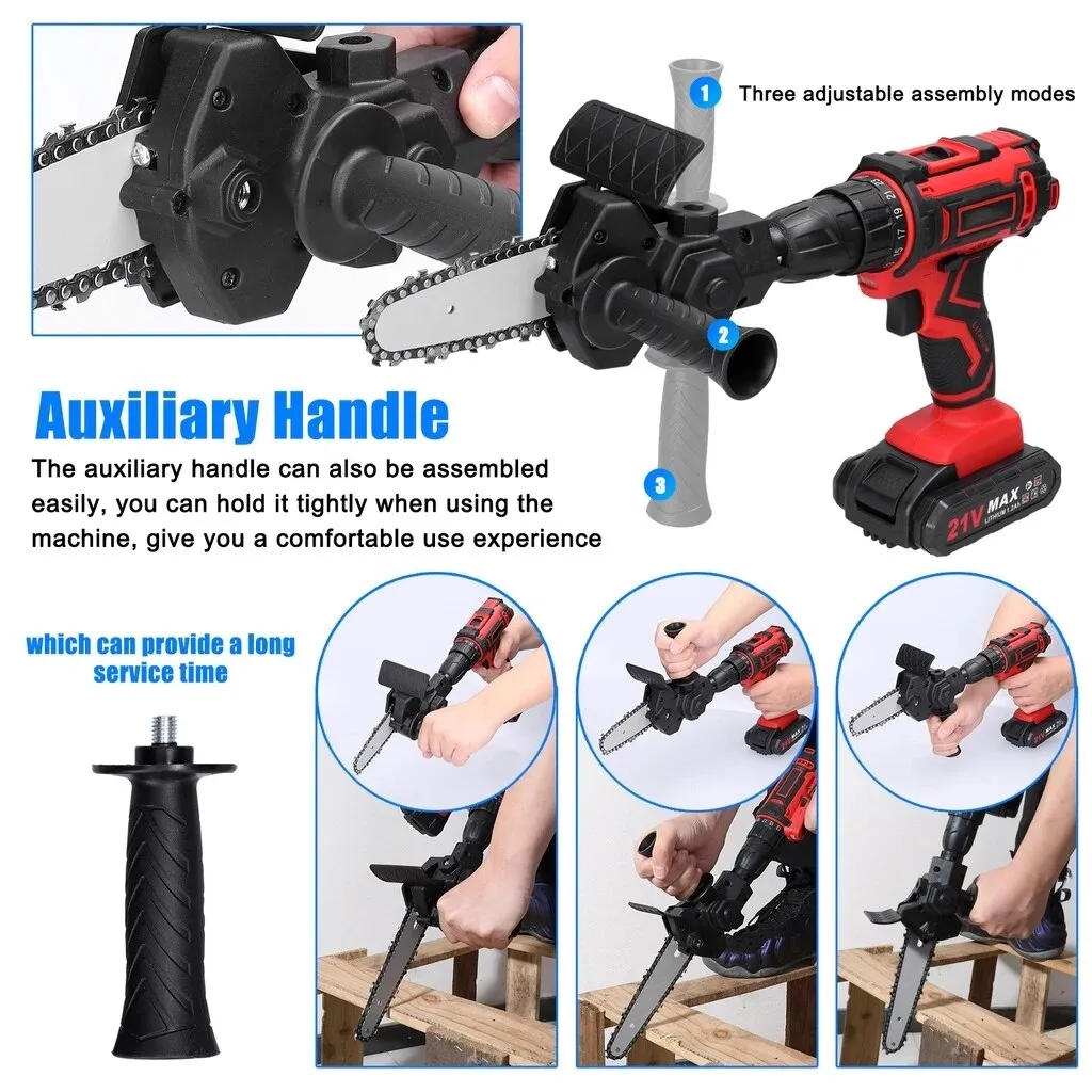 4/6 inch electric drill modified to electric chainsaw adapter