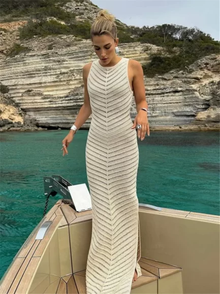 Hirigin women sexy knitted see through dress, swimsuit cover