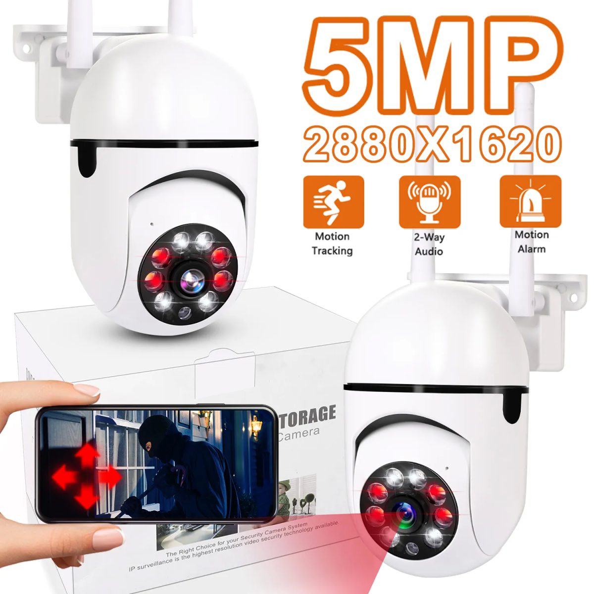 Outdoor 5mp surveillance camera cctv ip wifi camera, waterproof external security protection.