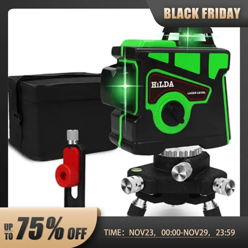 Laser level 12 lines, 3d self-leveling 360, horizontal and vertical cross.
