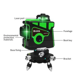 Laser Level 12 Lines, 3D Self-Leveling 360, Horizontal And Vertical Cross.