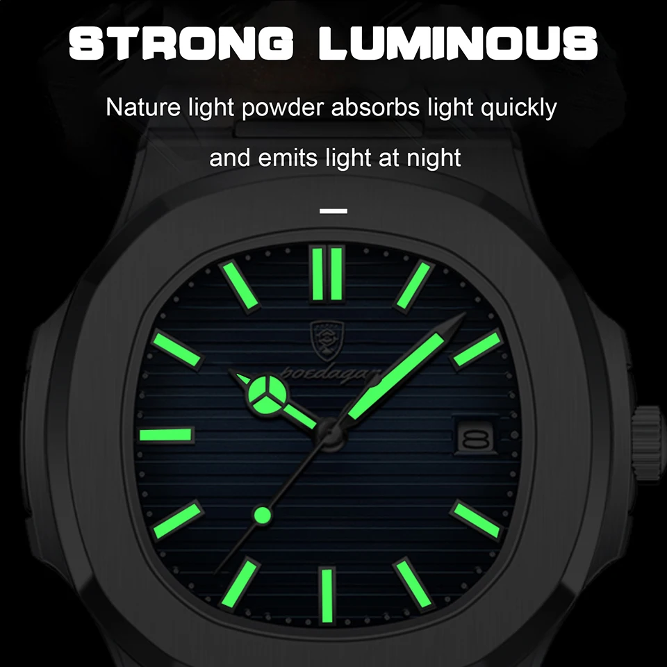 Stylish waterproof quartz timepiece for men with luminous dial and date function