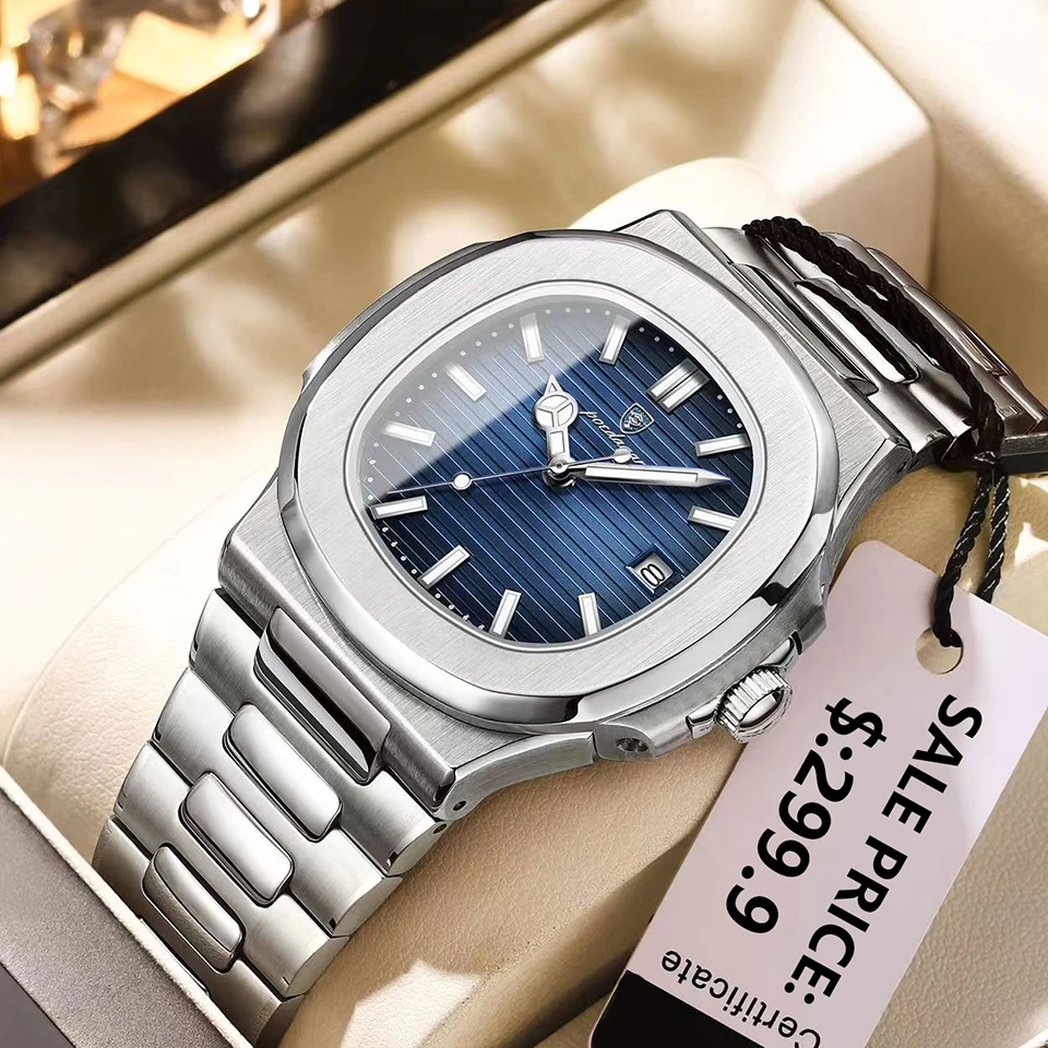 Stylish waterproof quartz timepiece for men with luminous dial and date function