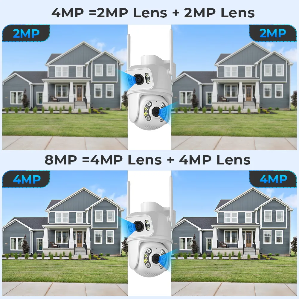 8mp 4k ptz wifi camera, dual lens with dual screen, ai human detect auto tracking with app