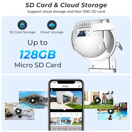 8mp 4k ptz wifi camera, dual lens with dual screen, ai human detect auto tracking with app