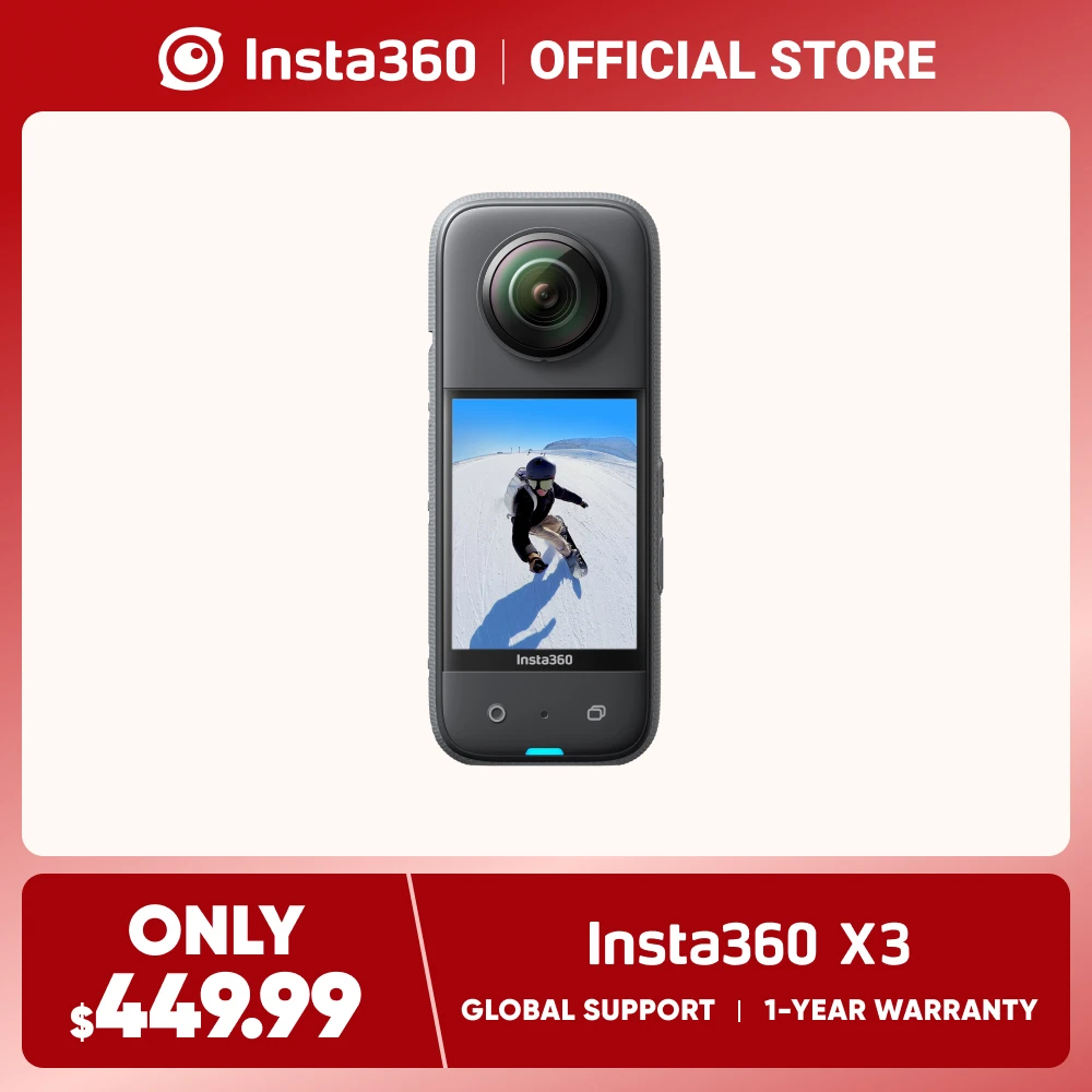 The new insta360 x3 - waterproof 360 action camera with 1/2" 48mp sensors