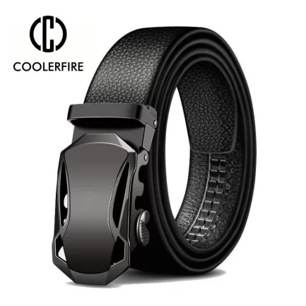 Metal luxury men's belt: high-quality leather, automatic buckle. perfect for business or casual, strapzdp001.