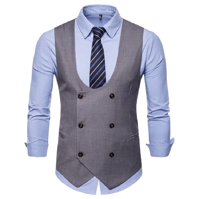 Business u-neck suit vest for men gilet sleeveless