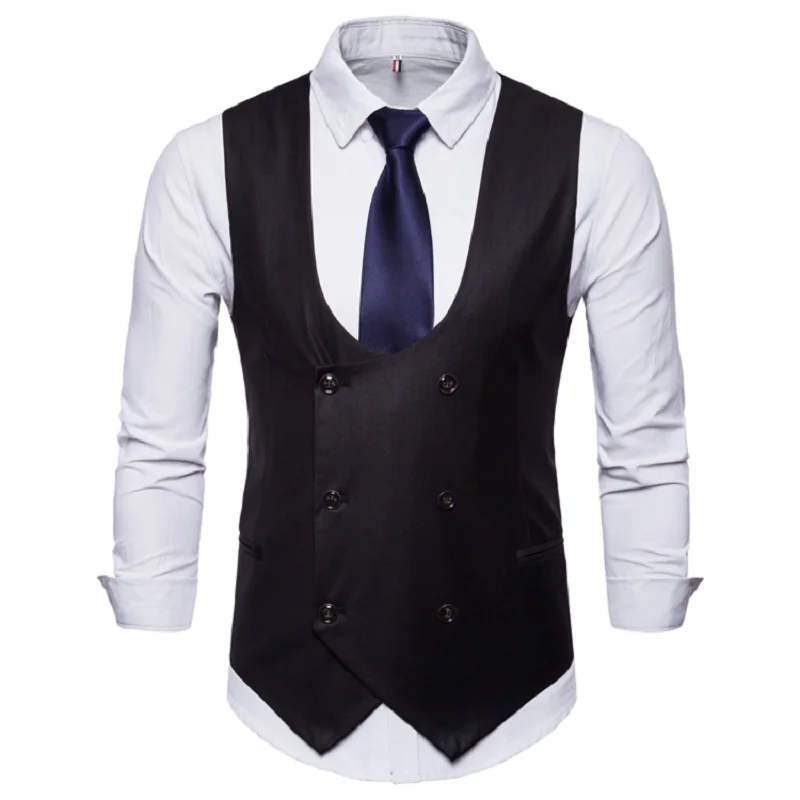 Business u-neck suit vest for men gilet sleeveless
