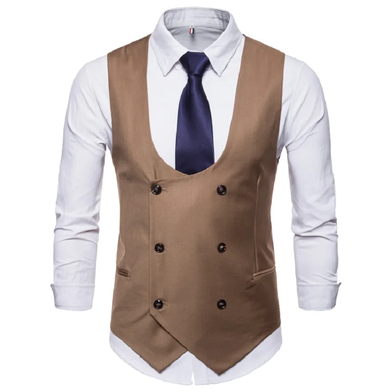 Business u-neck suit vest for men gilet sleeveless